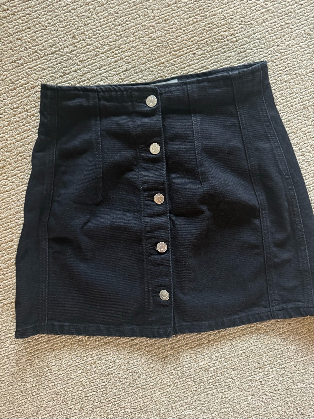 Topshop Black denim Button-Front Mini Skirt